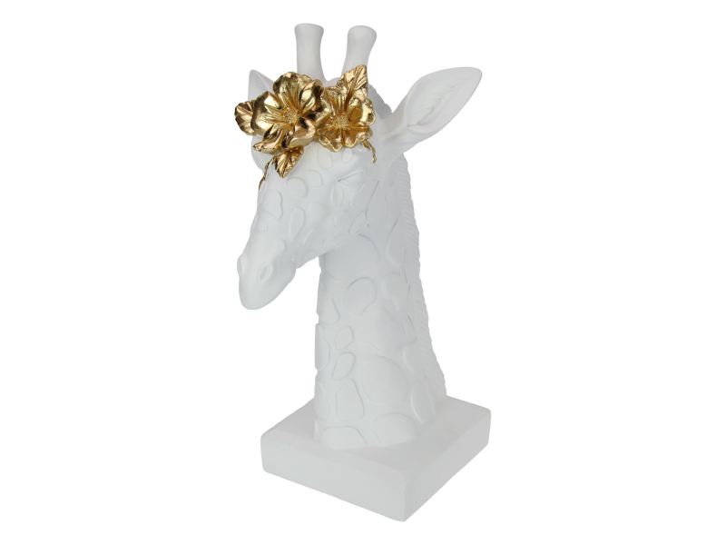 38cm White/Gold Decor Giraffe Bust