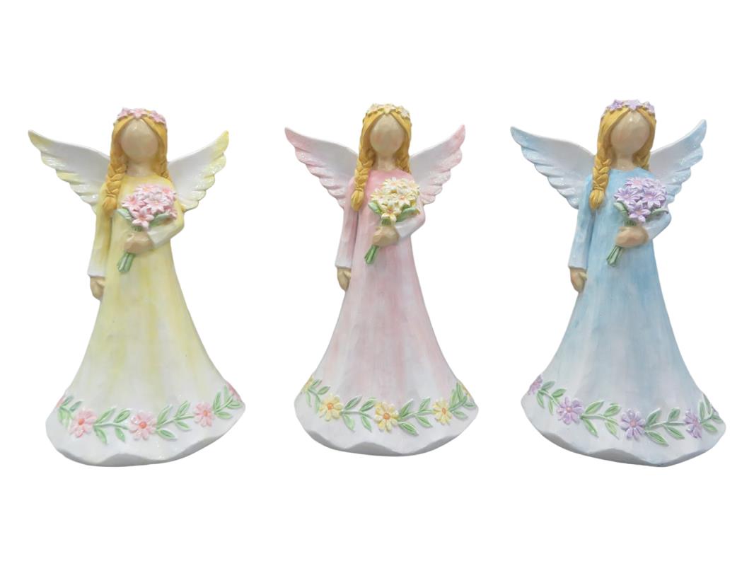 16cm Standing Floral Angel 3 Asstd