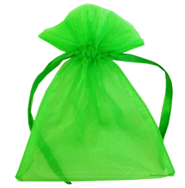 Dark Green Organza Pouch 14x22cm 10pk