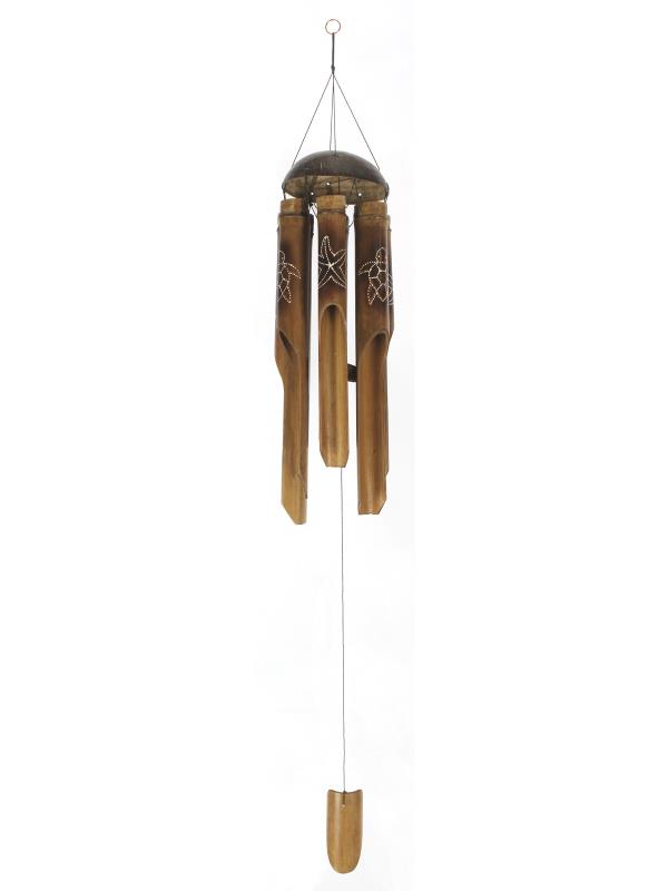 6 Tube Bamboo Wind Chime with Sealife Design