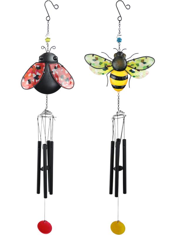 80cm Metal/Glass Bee & Ladybug Wind Chime