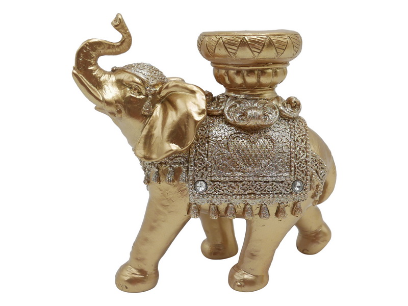 20cm Elephant in Gold/Silver with Tealight