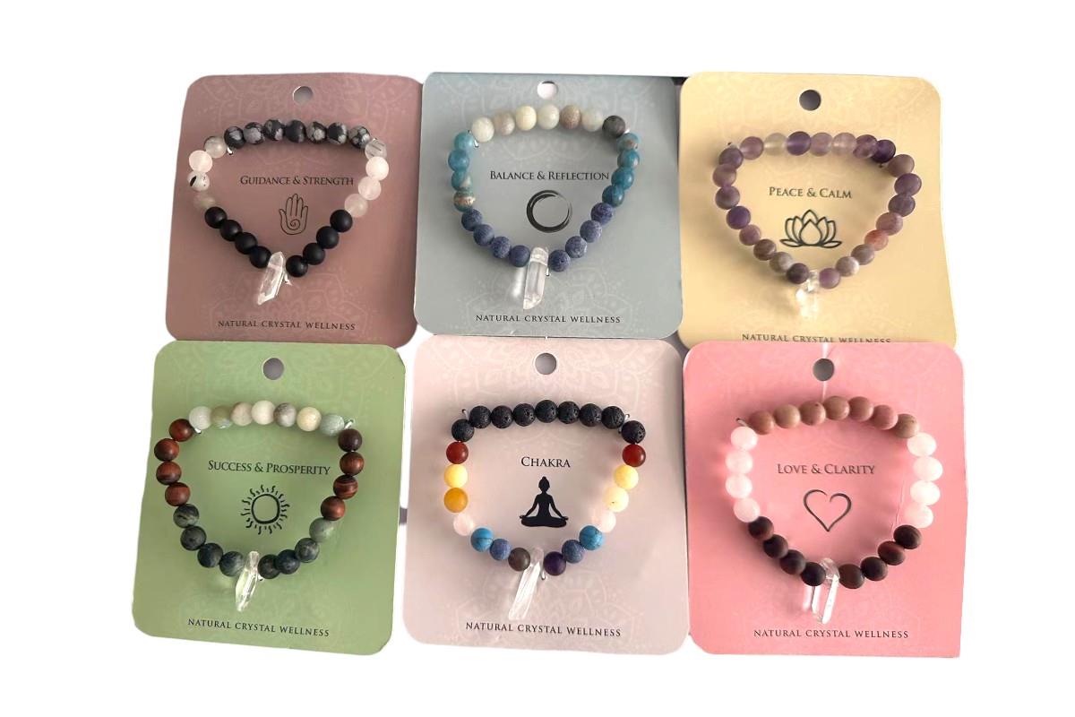 Wellness Crystal Rock Quartz Bracelet 6 Asstd (36=Free Display)