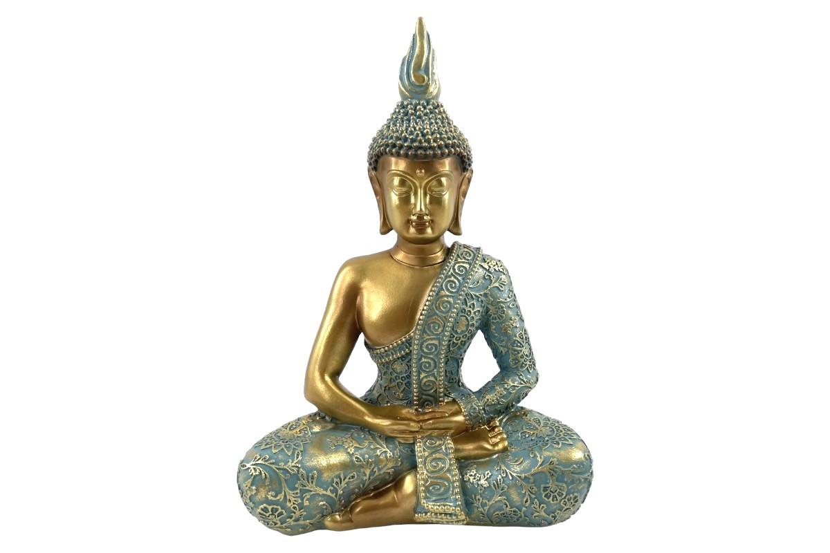 16cm Aqua/Gold Resting Rulai Buddha