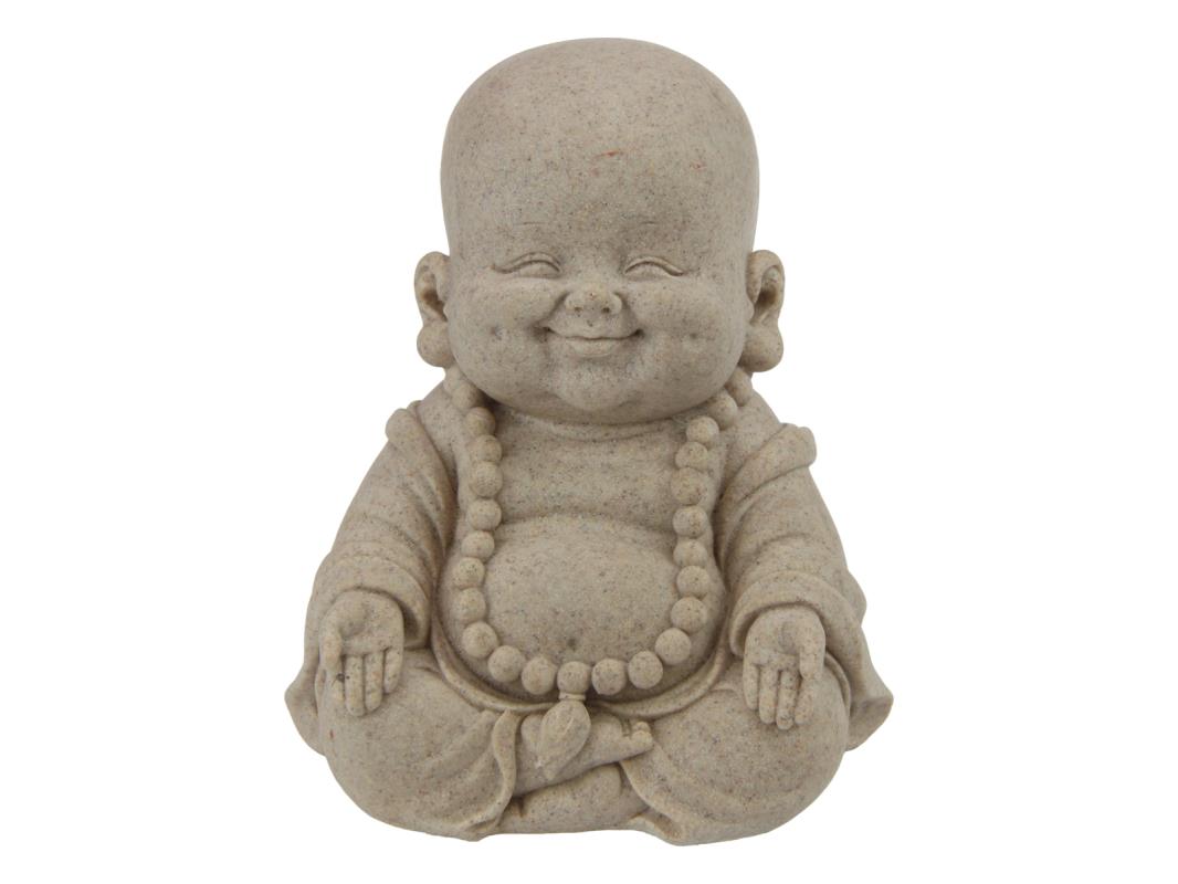 16cm Sitting Happy Buddha in Natural Finish