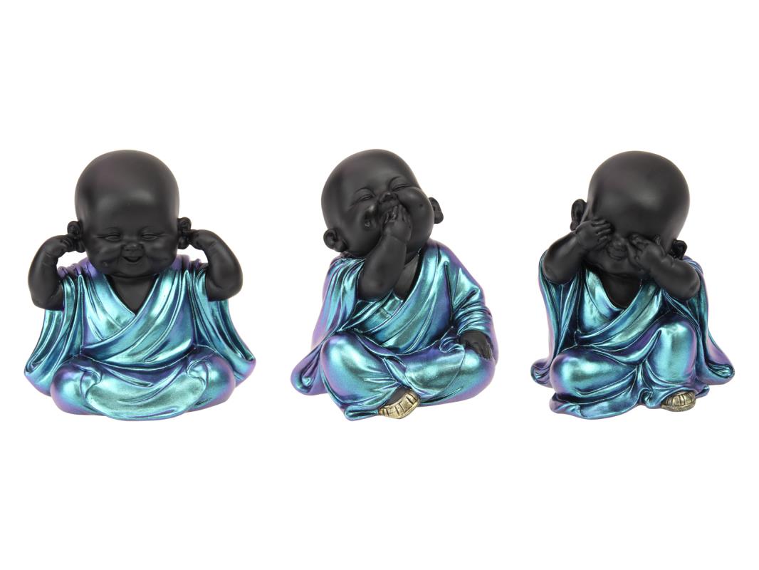 14cm Wise Monk Buddha in Shiny Finish 3 Asstd