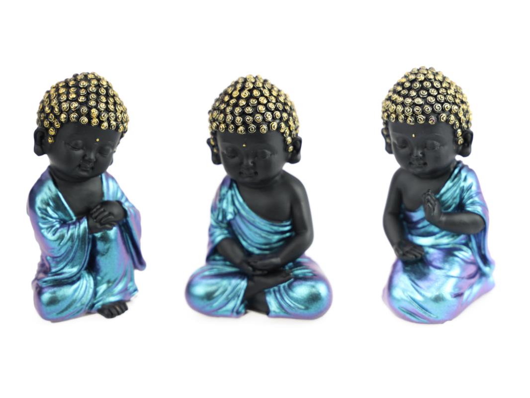 10cm Sitting Rulai Buddha in Blue Finish 2 Asstd