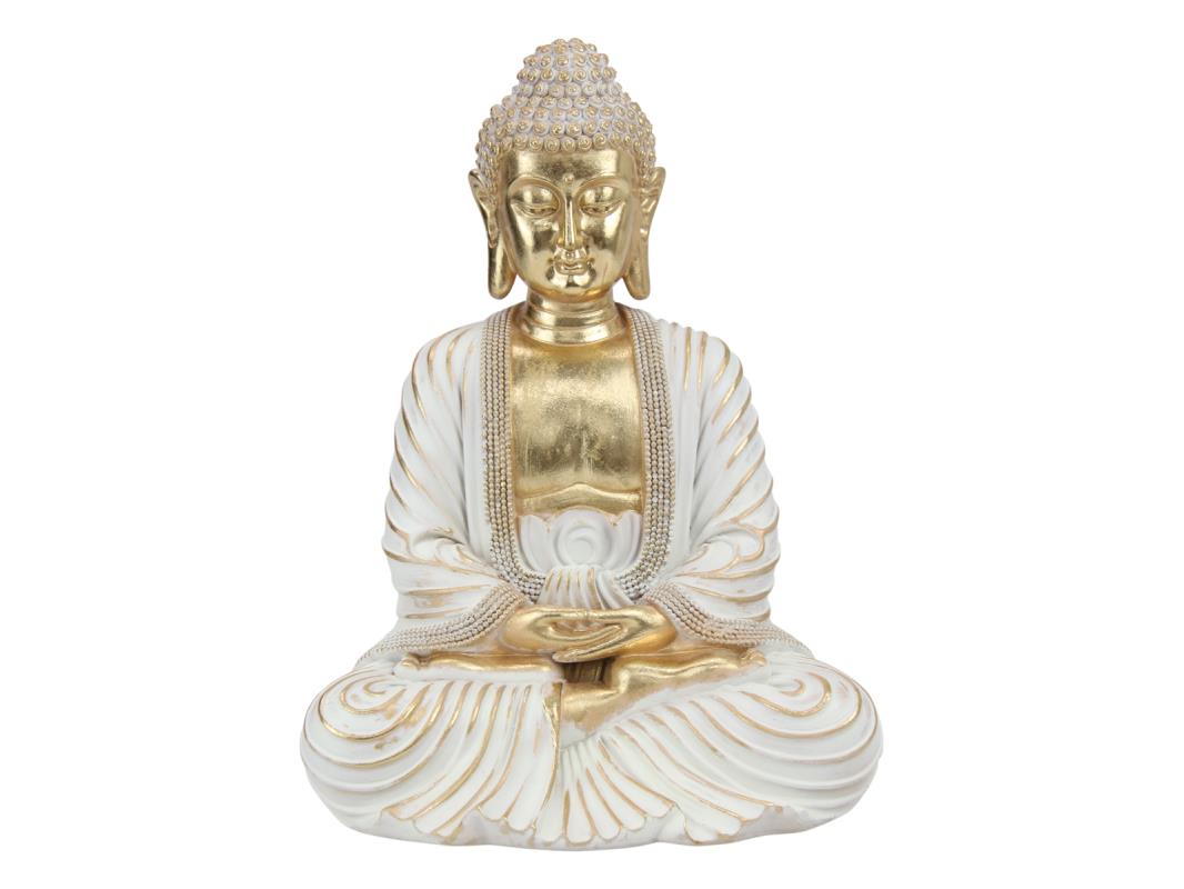 31cm Rulai Buddha with Gold & White Swirl