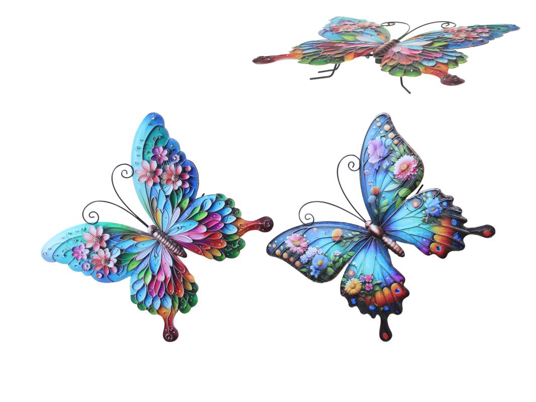 32cm Colourful Metal Butterfly Wall Art 2 Asstd