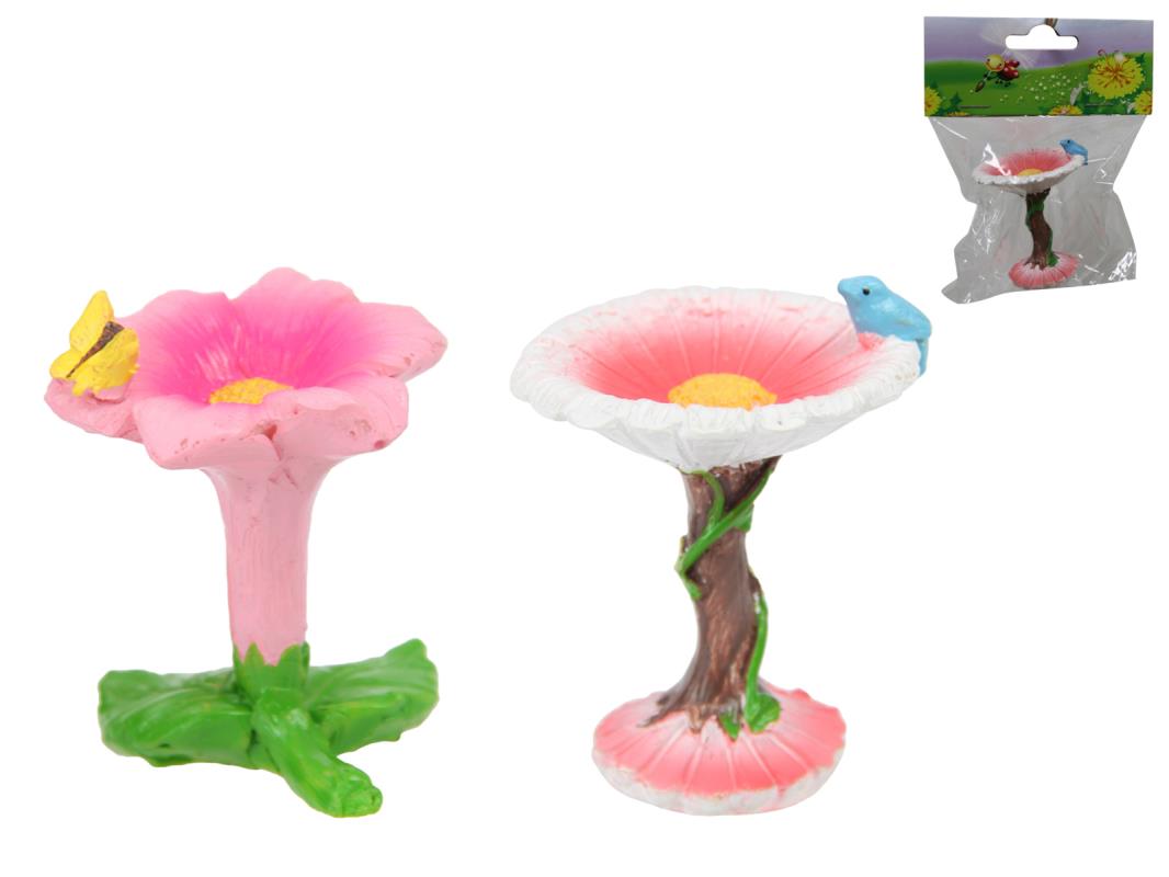 5cm Flower Bird Bath 2 Asstd