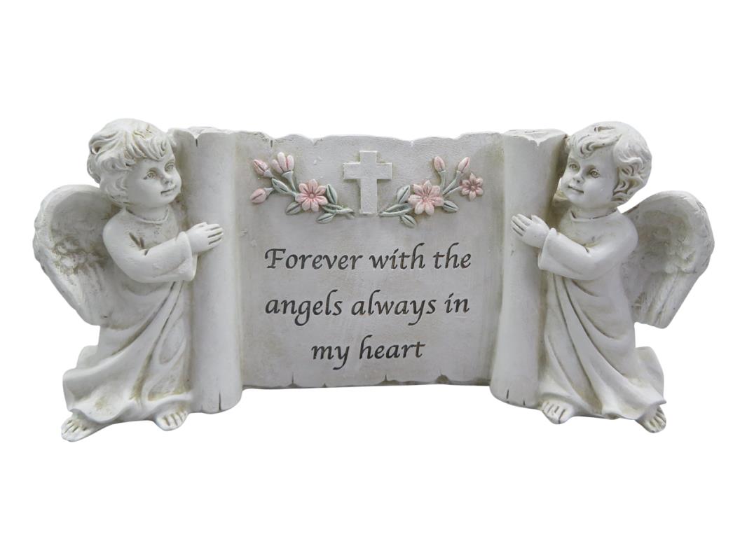 19cm Cherub Holding Memorial Scroll