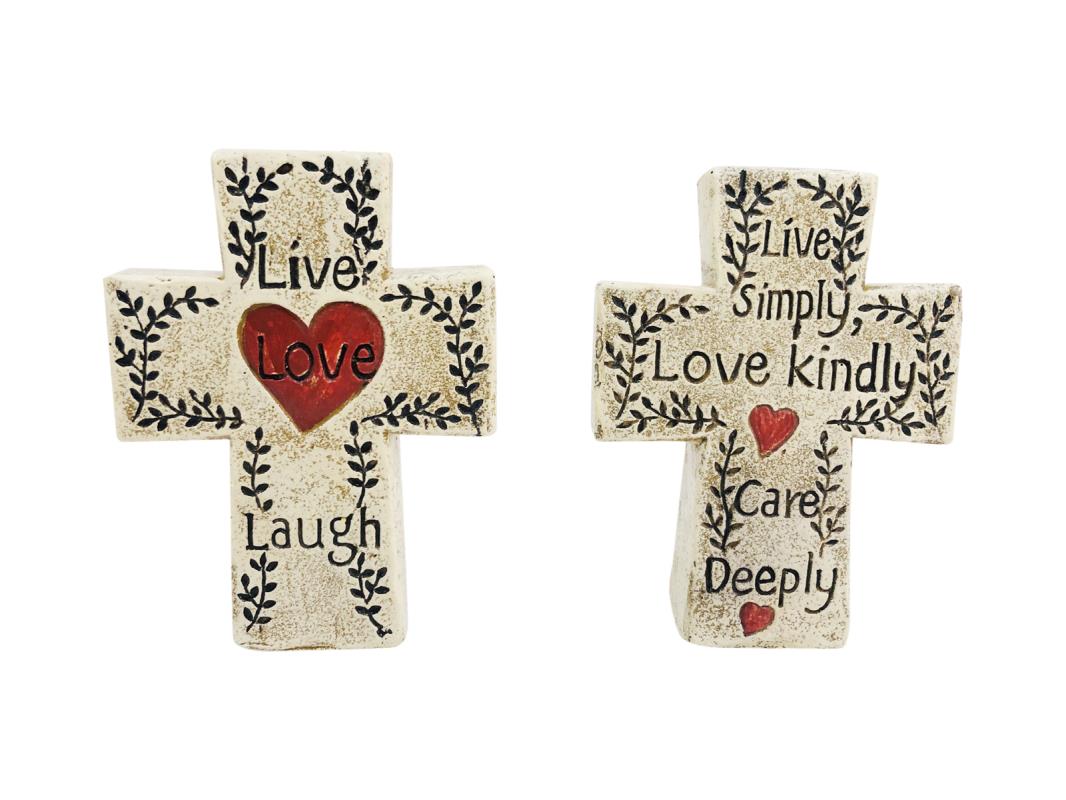 10cm Inspirational Cross Plaque 2 Asstd