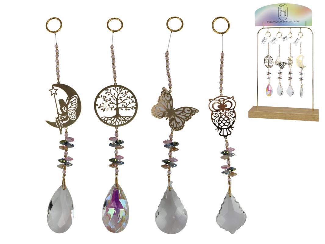 25cm Gold Crystal Suncatcher 4 Asstd