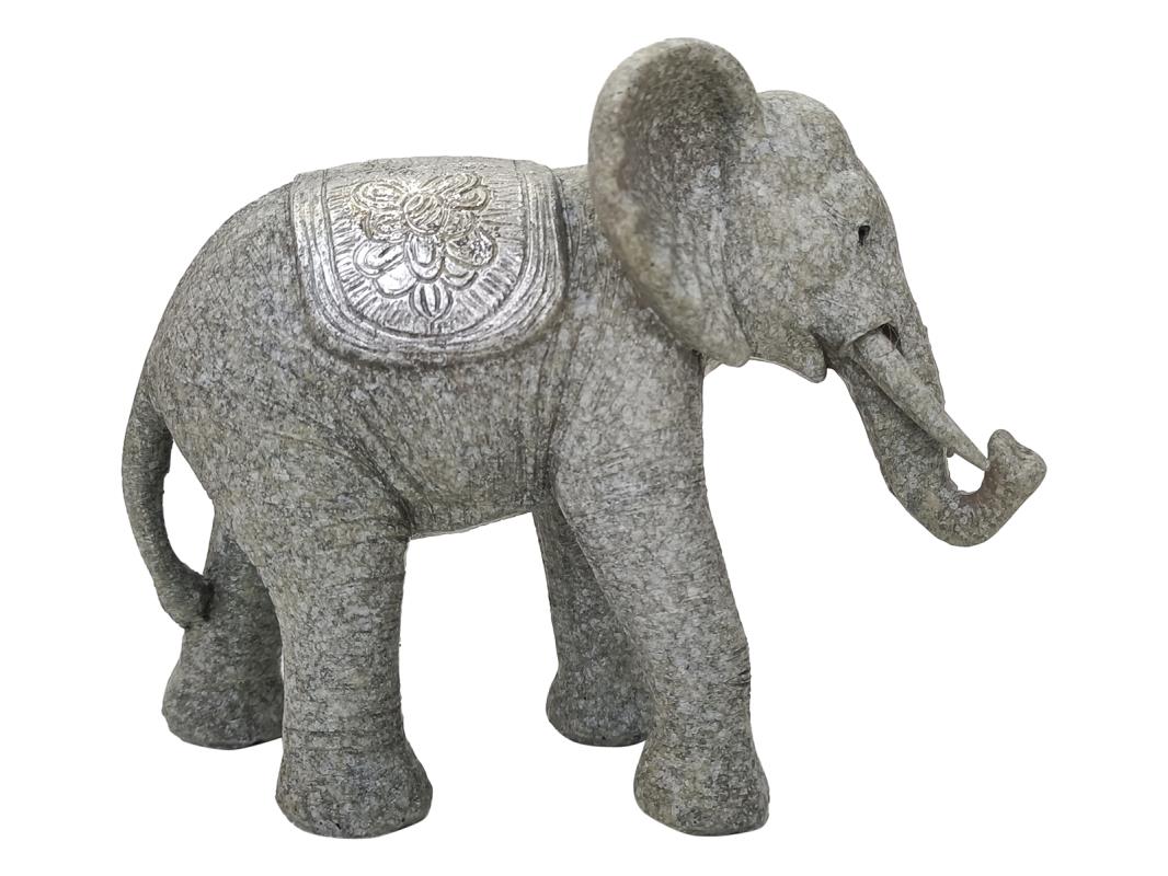 11cm Standing Grey Elephant with Brushed Silver