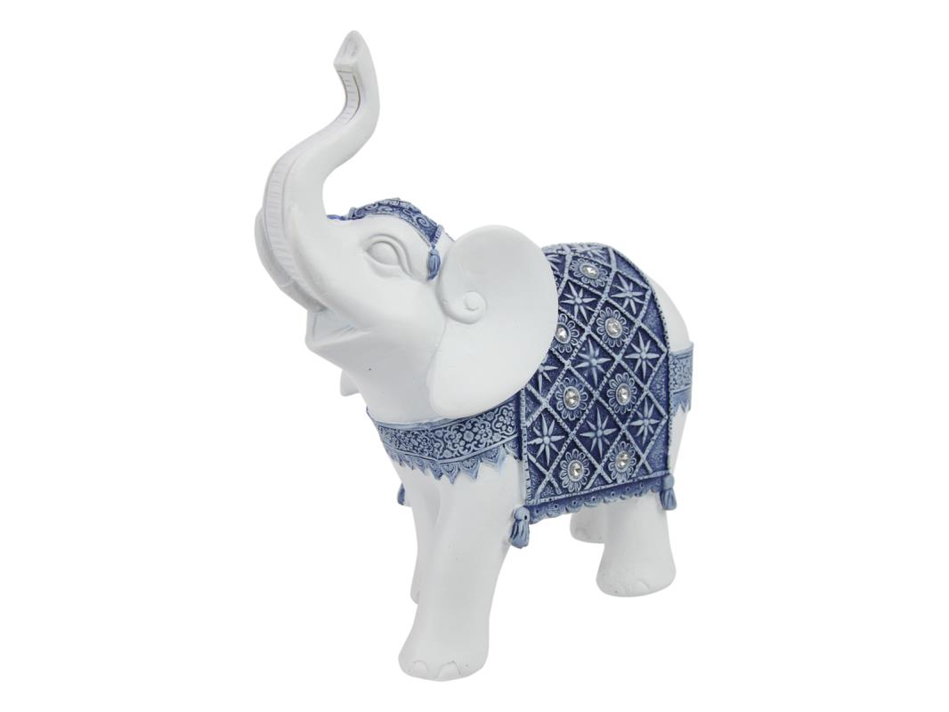 14cm Standing Elephant in Blue & White Hamptons Design