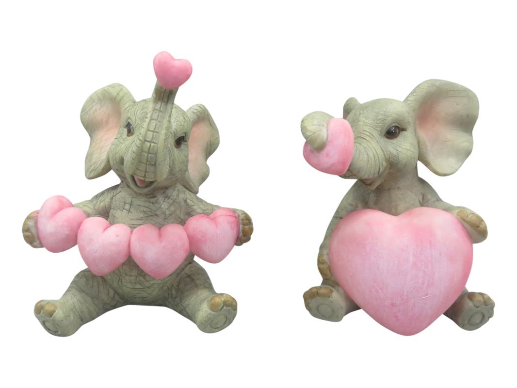 11cm Sitting Elephant with Love Hearts 2 Asstd