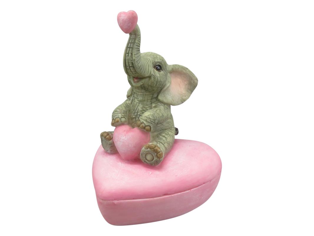 13cm Elephant Love Heart Pin Box