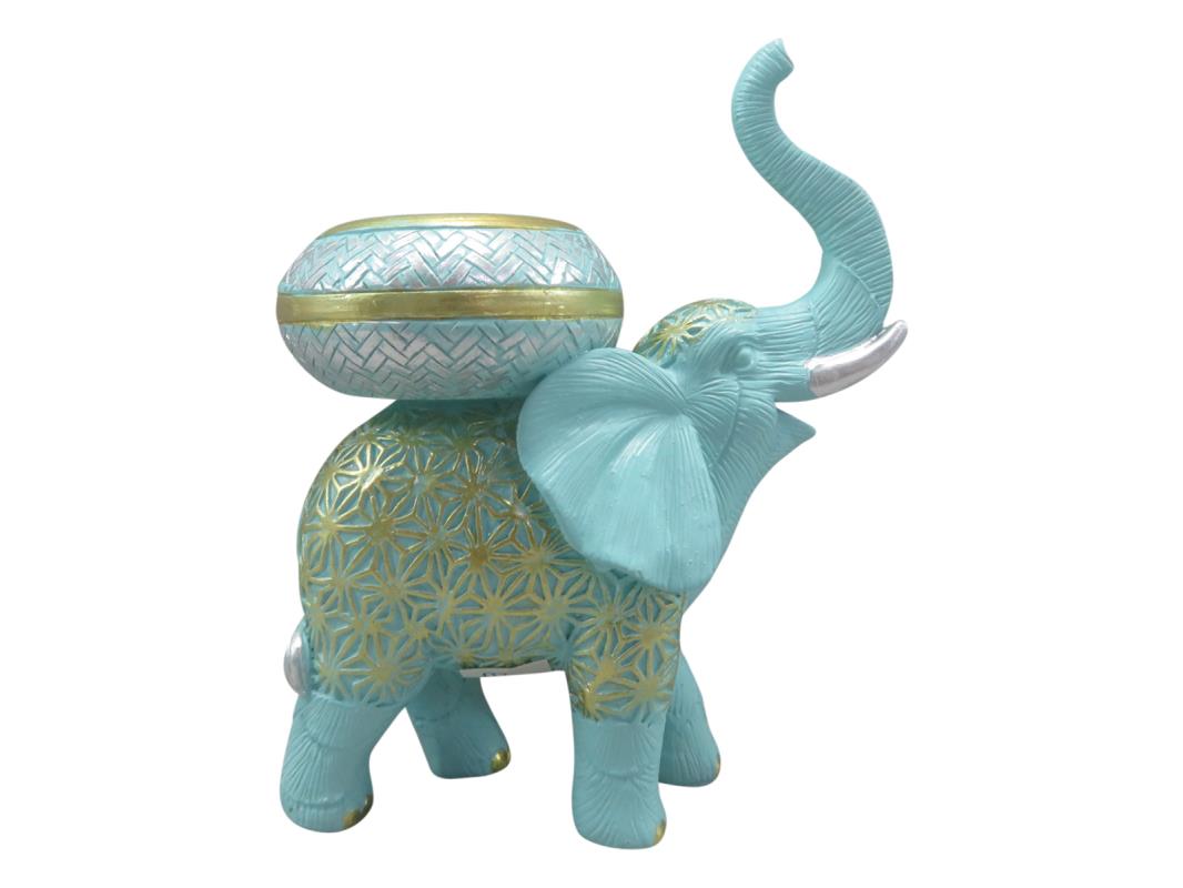 14cm Turquoise Elephant Tea Light Holder