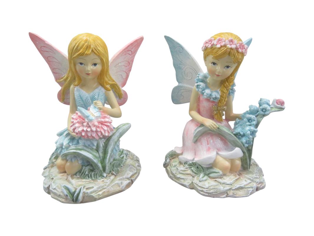 11cm Sitting Pink & Blue Fairy 2 Asstd