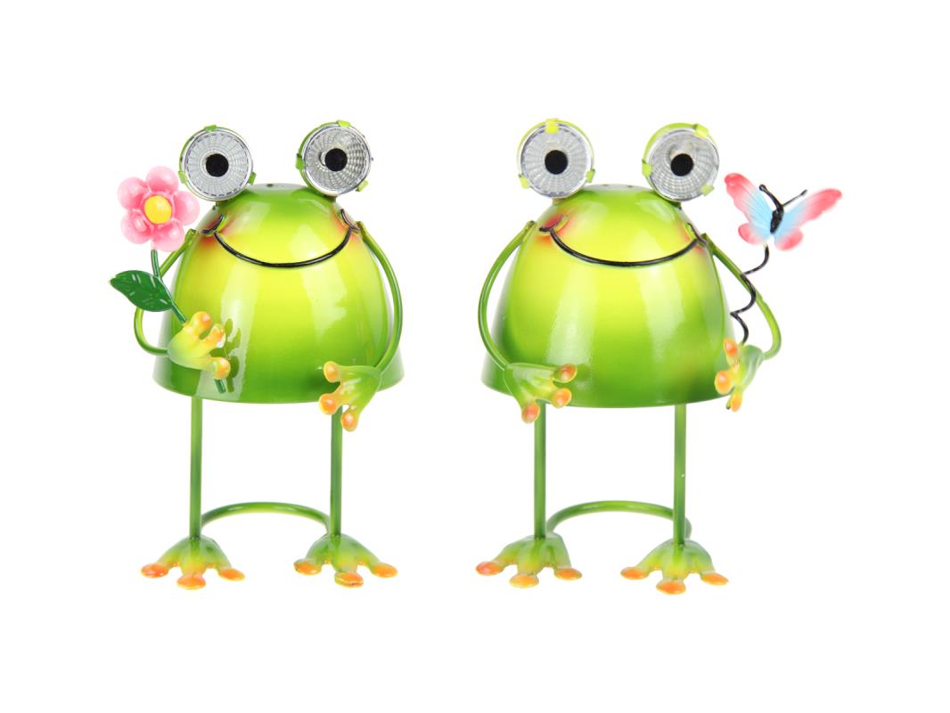 15cm Solar Eye Metal Garden Frog 2 Asstd