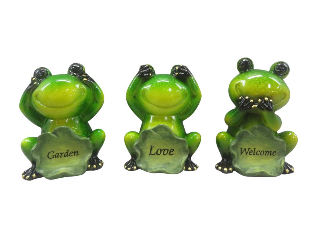 9cm Garden Frog with Lily Pad Sign 3 Asstd