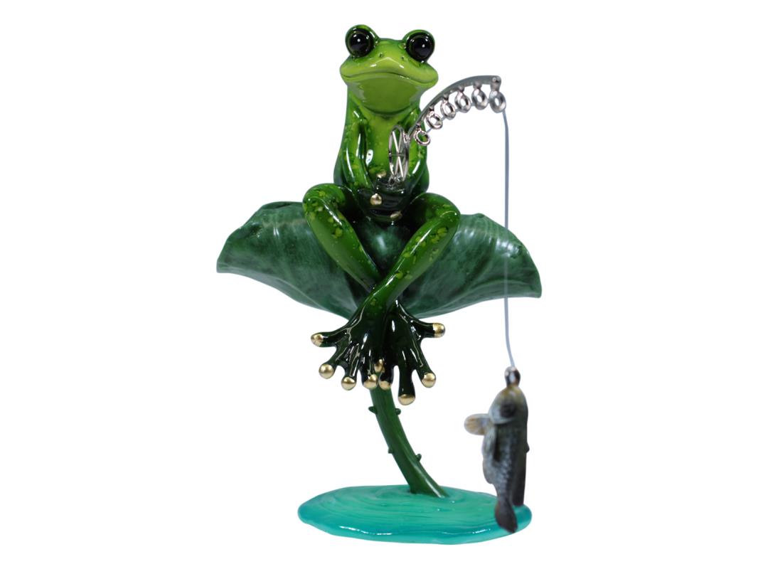 16cm Marble Frog on Leaf Fishing