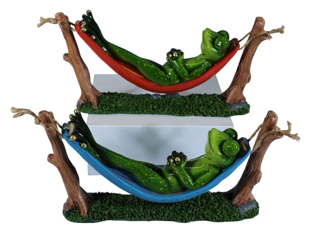 20cm Marble Sleeping Frog in Hammock 2 Asstd