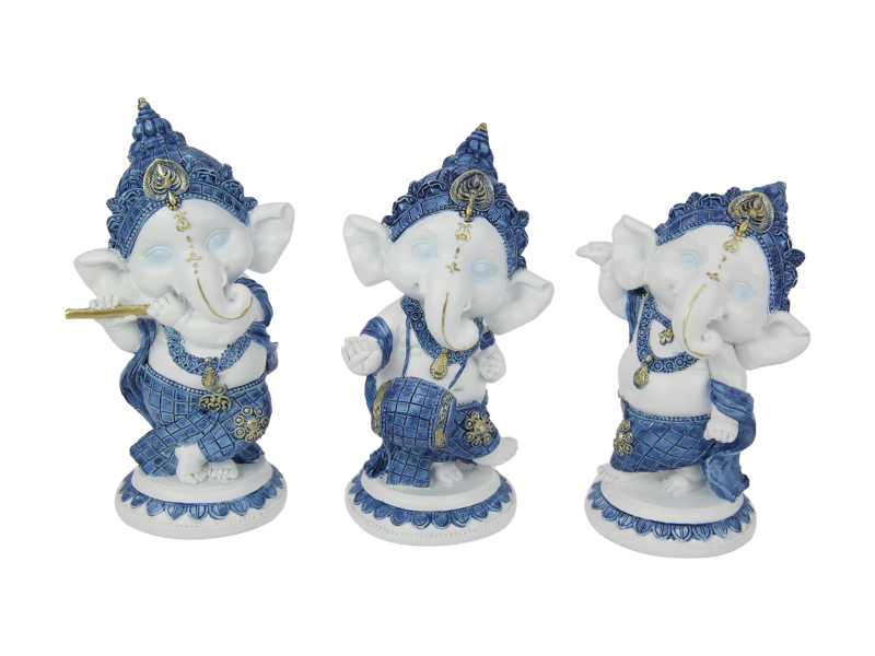 15cm Ganesh Dancing Blue/White 3 Asstd