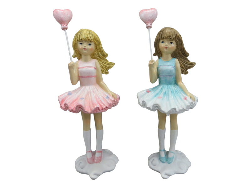 19cm Girl Holding Balloon 2 Asstd