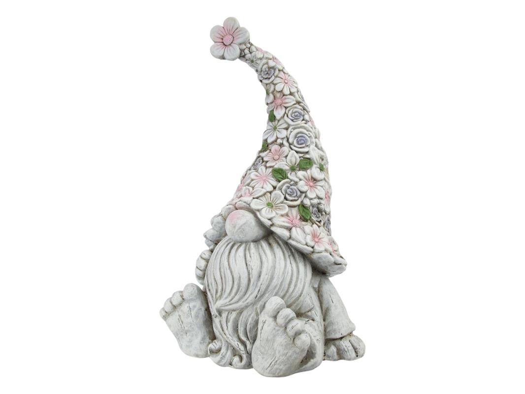 44cm Sitting Floral Garden Gnome