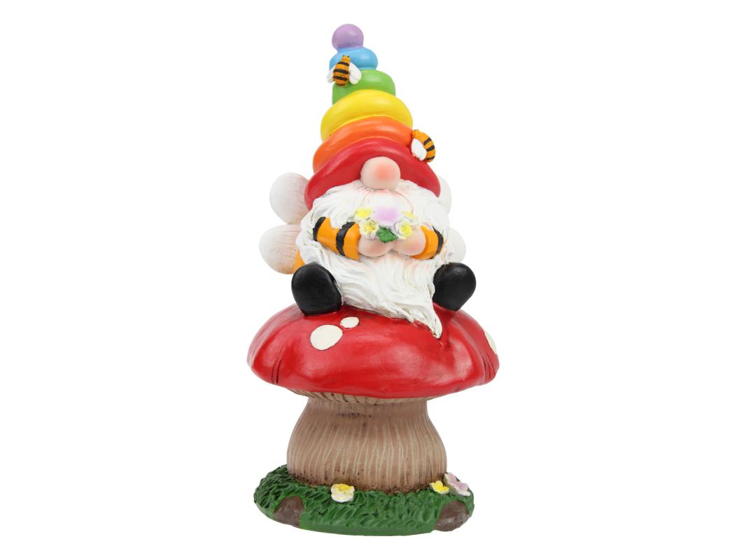 30cm Rainbow Gnome on Mushroom