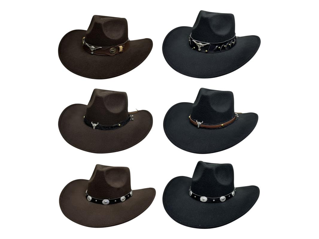 Cowboy Black/Brown Fashion Hat 6 Asstd