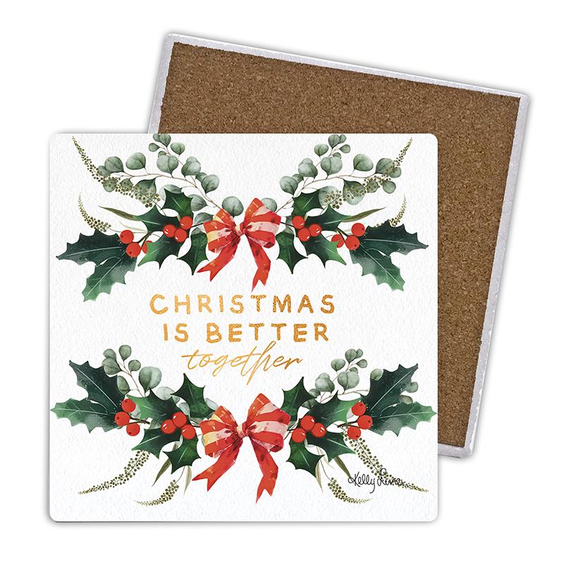 Christmas 10x10cm Ceramic Coaster Set of 6 by Kelly Lane