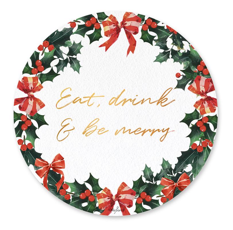 Set of 6 Christmas 33cm Round Cork Placemat by Kelly Lane