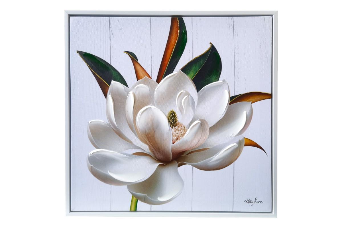 Magnolia 40x40cm Shadow Framed Canvas by Kelly Lane