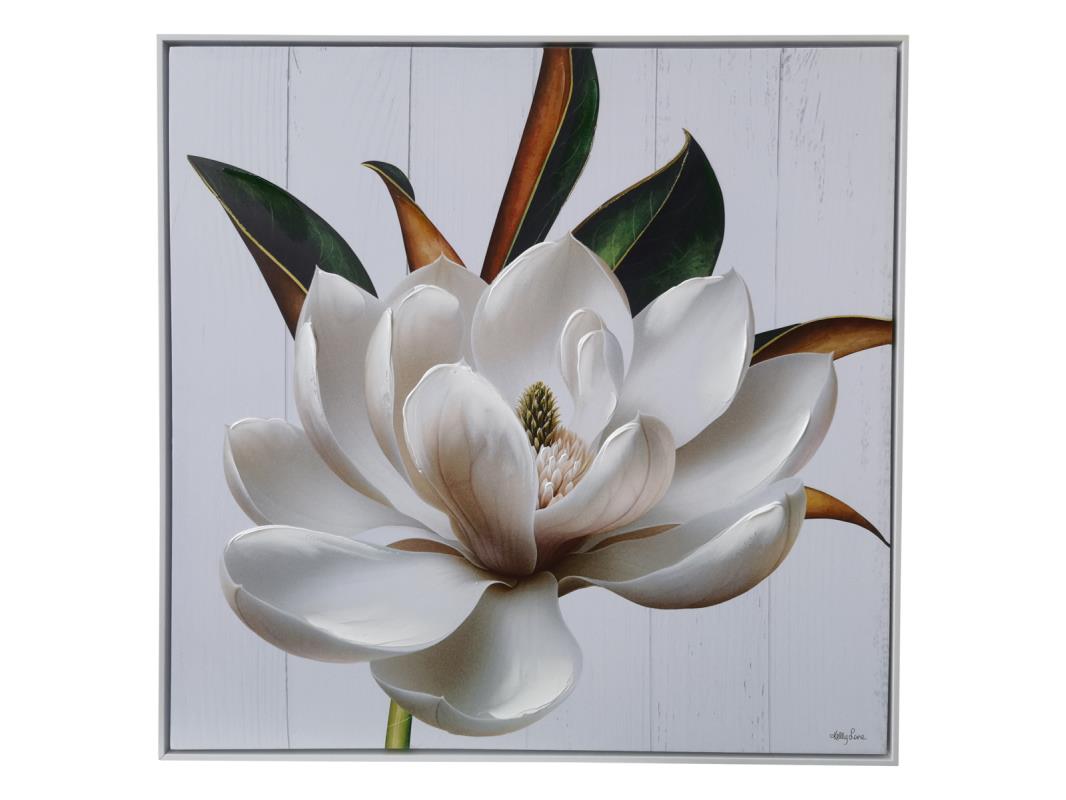 Magnolia 80x80cm Framed Canvas 30 Percent Oil Touch Up by Kelly Lane