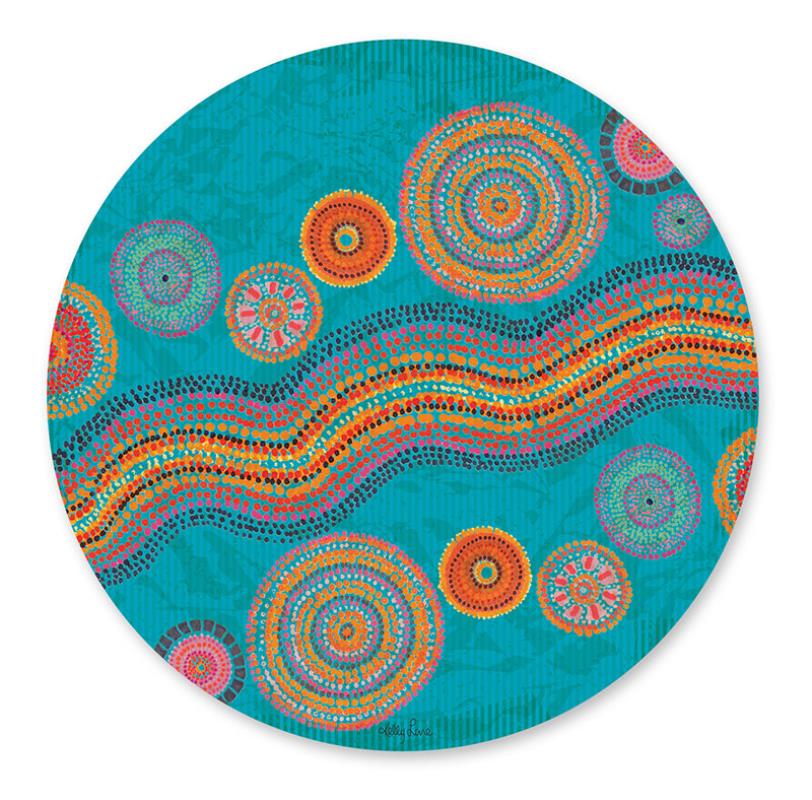 Blue Spirit Set of 6 33cm Round Placemat (Gift Box) by Kelly Lane