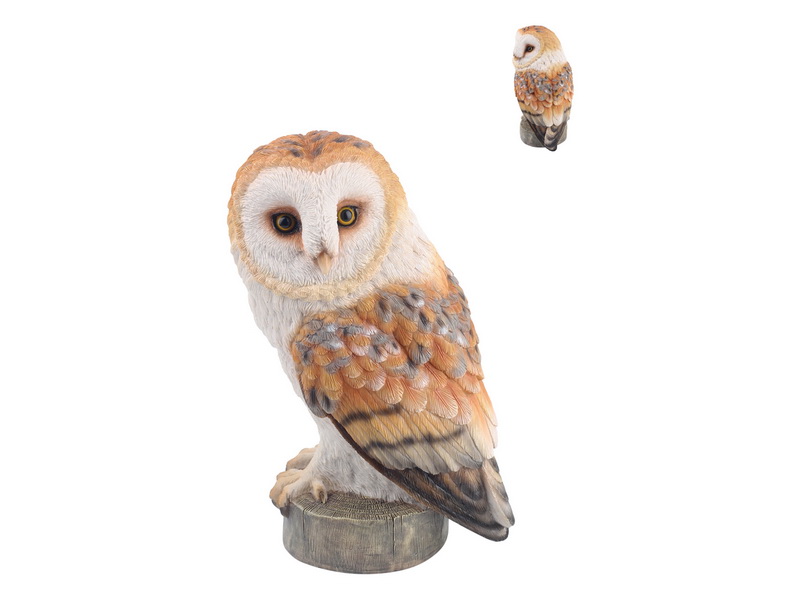 24cm Barnyard Owl on Stump