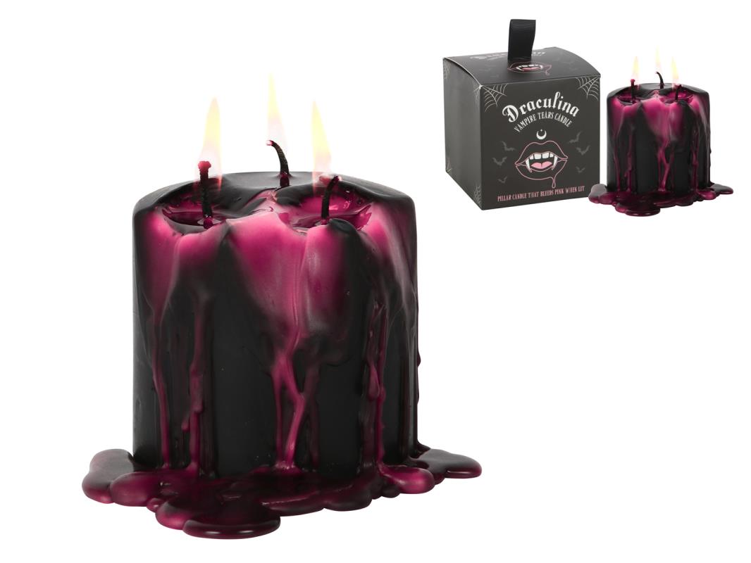 Small Pink Vampire Tears Unscented Pillar Candle