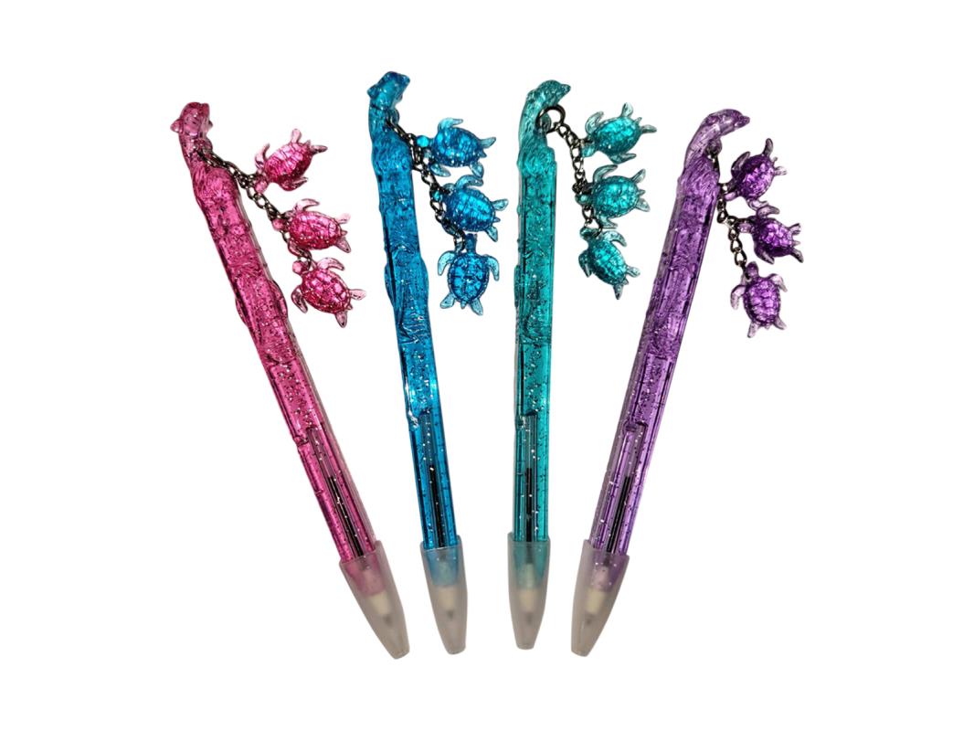 Dolphin Pen with Triple Turtles Glitter 4 Asstd