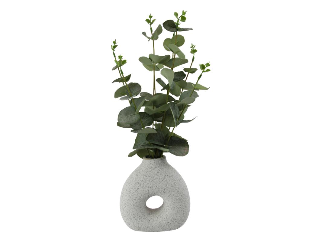 42cm Eucalyptus Plant in White Ceramic Pot