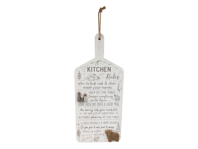 57cm Hanging Kitchen Rules with Highland Cow Design