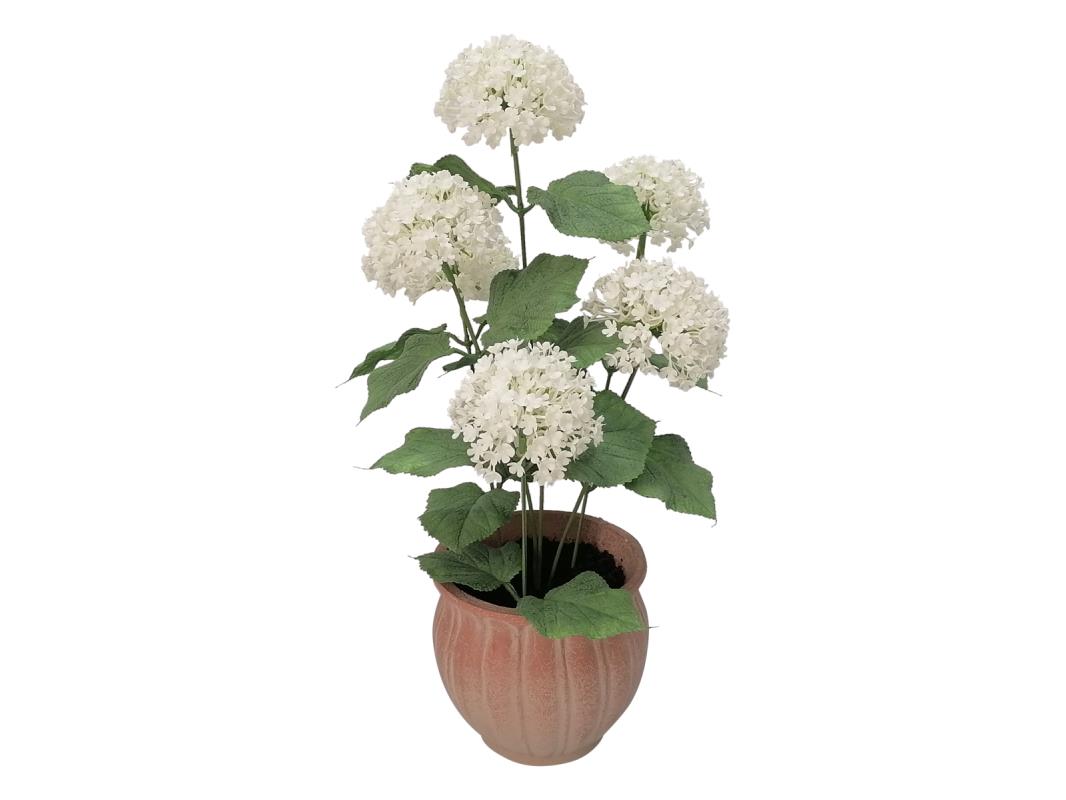 39cm White Flower in Clay Colour Pot