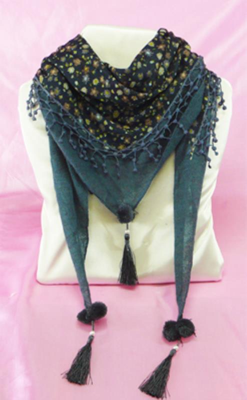 Blue Floral Triangle Scarf