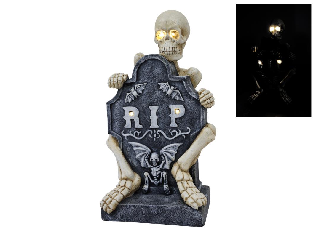 58cm Skeleton on Rip Tombstone with Solar Light