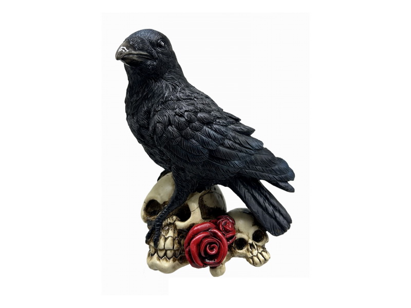 18cm Black Raven on Skulls