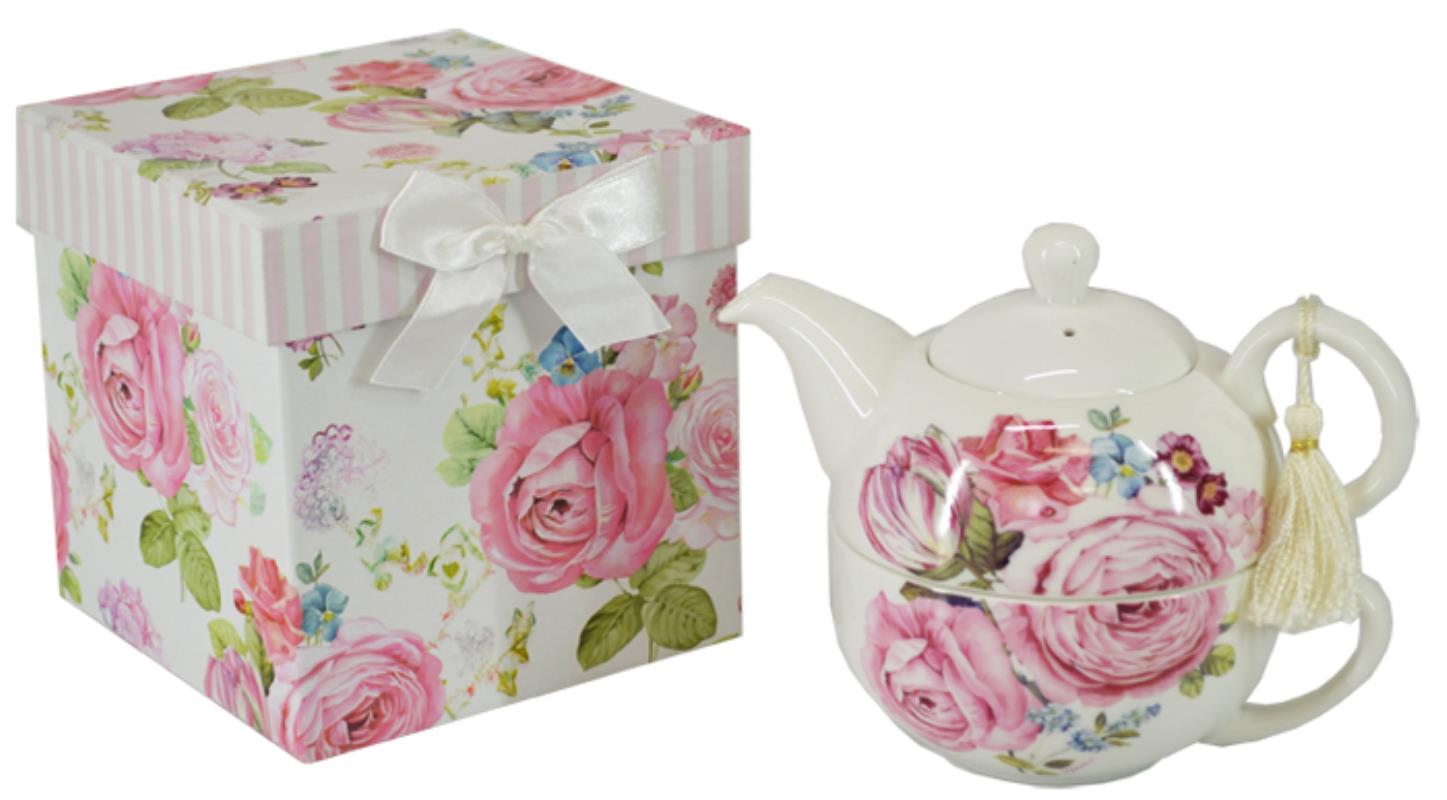 Pink Rose Tea For One Set - Gift Boxed