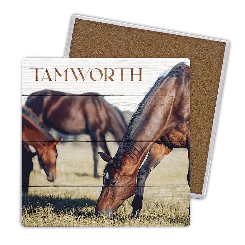 Set of 4 Ceramic Square Coaster 10x10cm (Gift Box) Horses