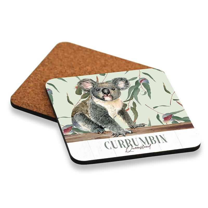 Set of 6 10cm Square Cork Coaster Koala