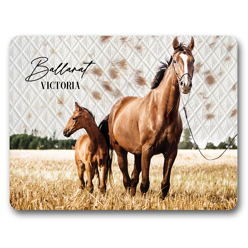 Set of 6 34x27cm Cork Placemat Horses by Kelly Lane